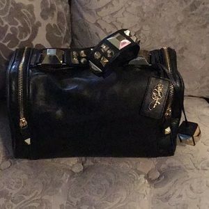 Black leather shoulder bag